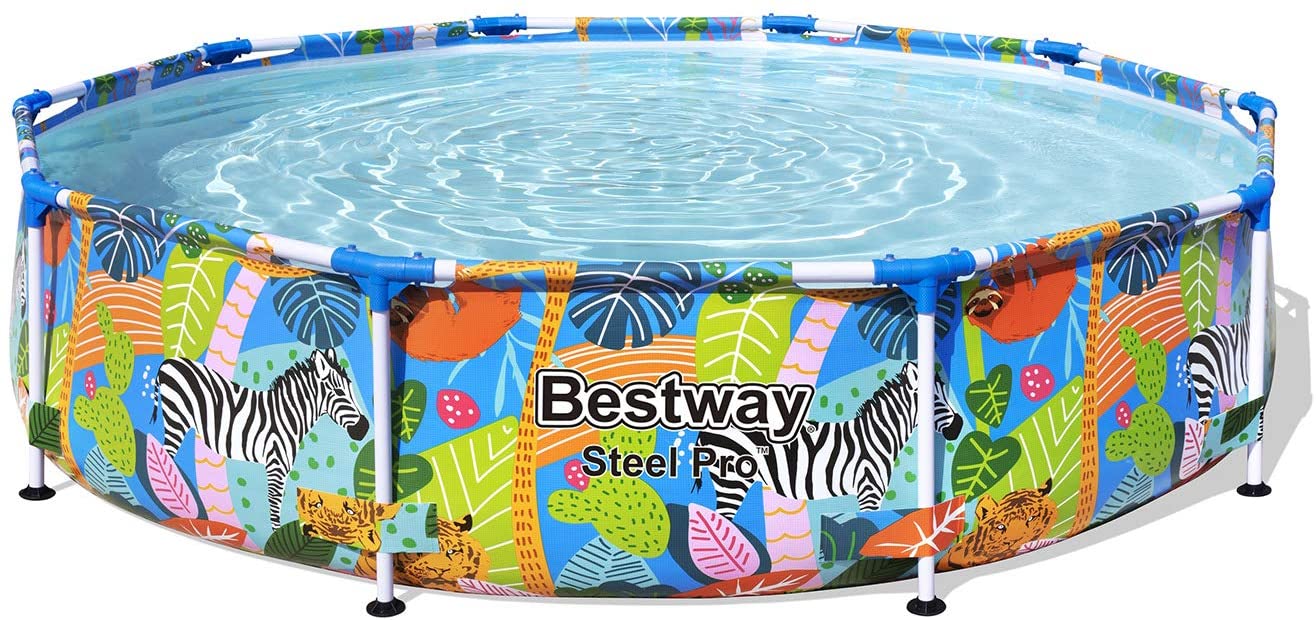 Bestway 56685 Steel Pro - Piscina Fuori Terra Rotonda, 305X66 cm, Effetto Savana