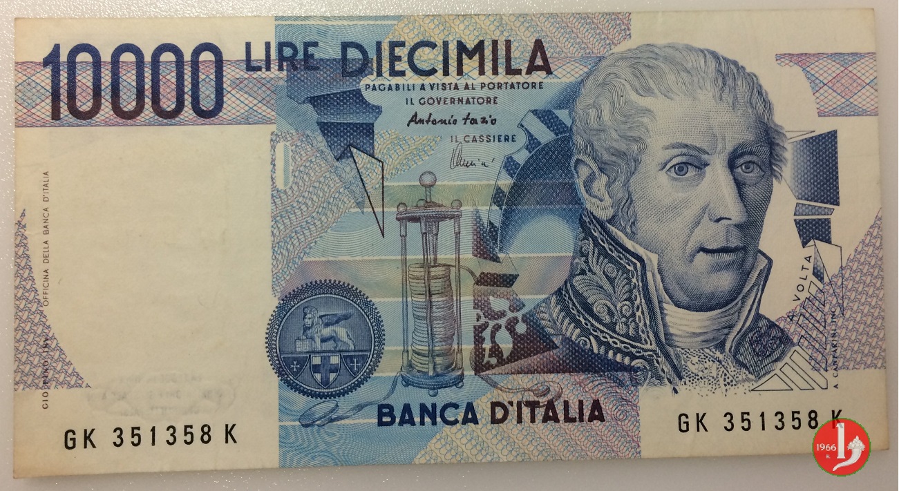 10000 lire Alessandro Volta fronte