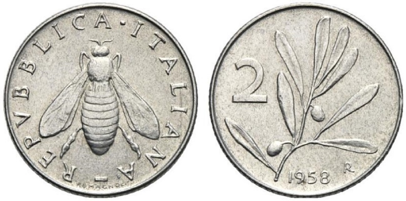 2 lire olivo 1958