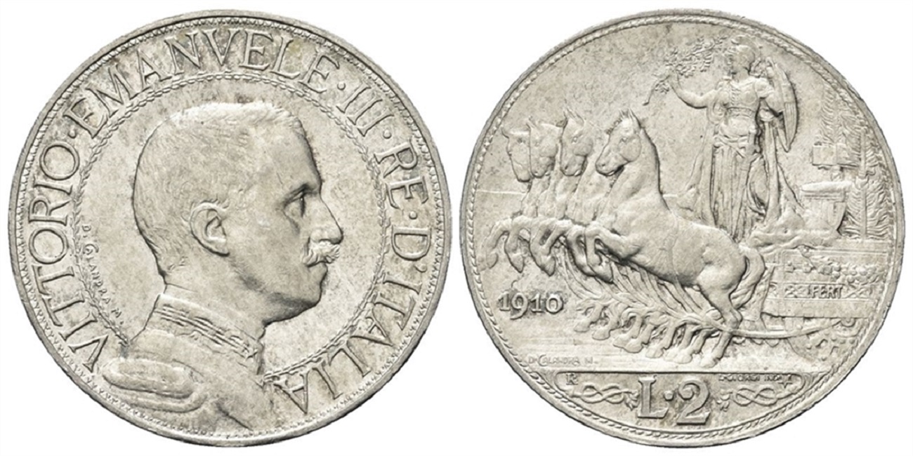 2 lire quadriga veloce vittorio Emanuele III