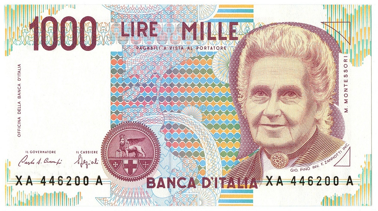 mille lire di carta Maria Montessori