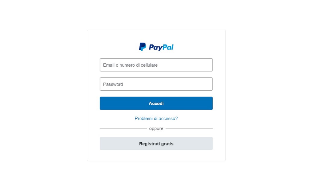 login PayPal accesso