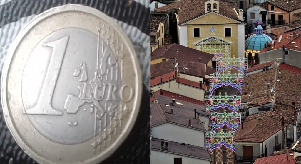 Moneta da 1 euro - case a Laurenzana