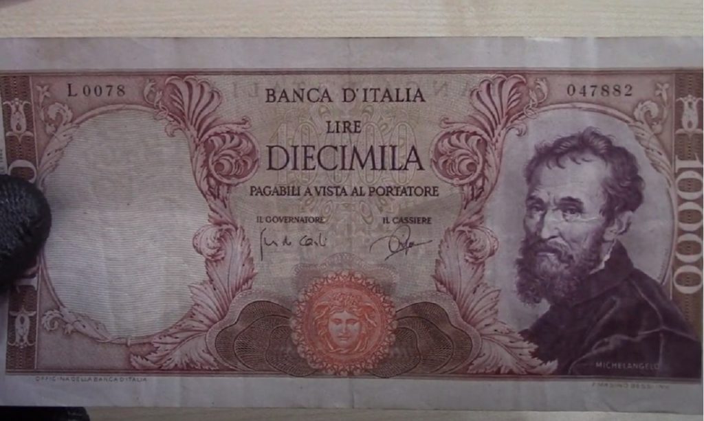 Banconota 10000 lire Michelangelo