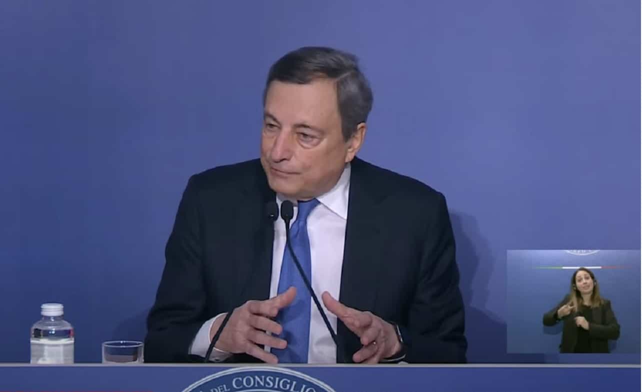 Mario Draghi in conferenza stampa 22 Dicembre 2021