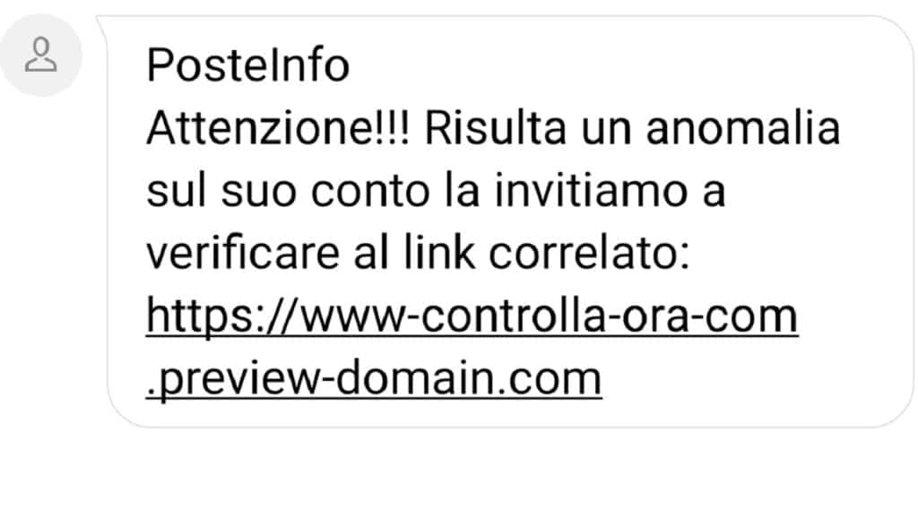 SMS phishing Poste Italiane