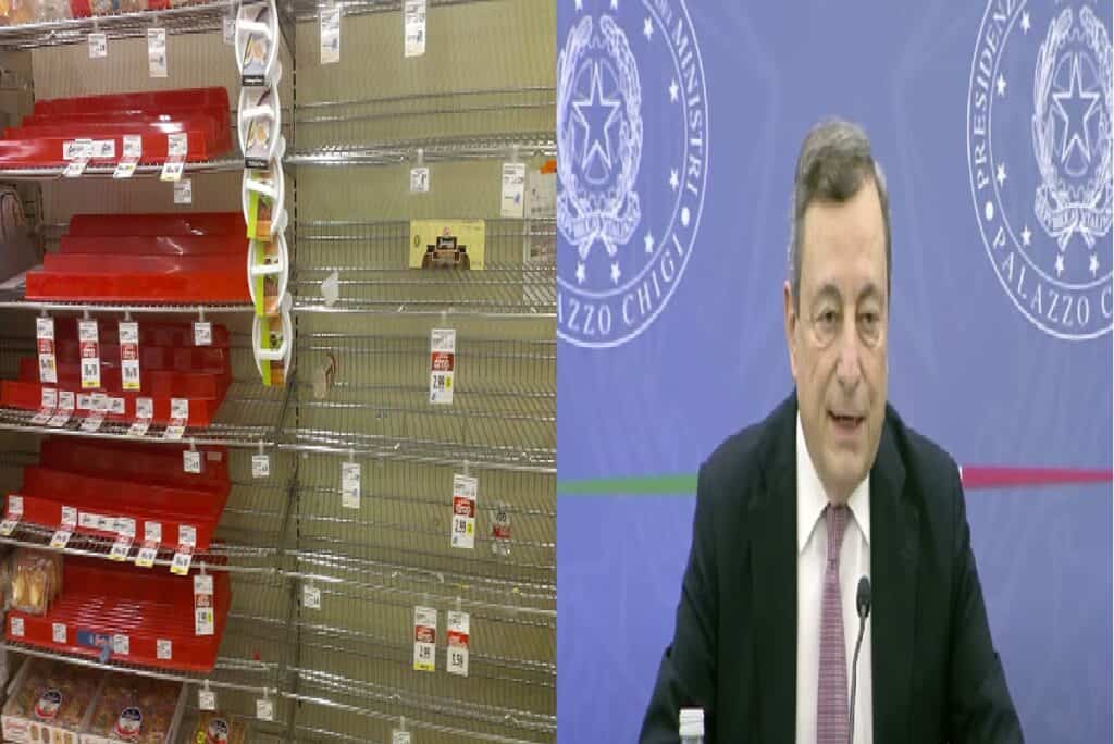 Scaffali vuoti in supermercato