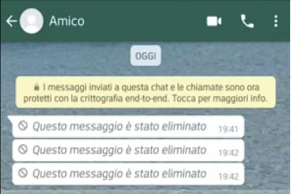 Messaggi eliminati su WhatsApp