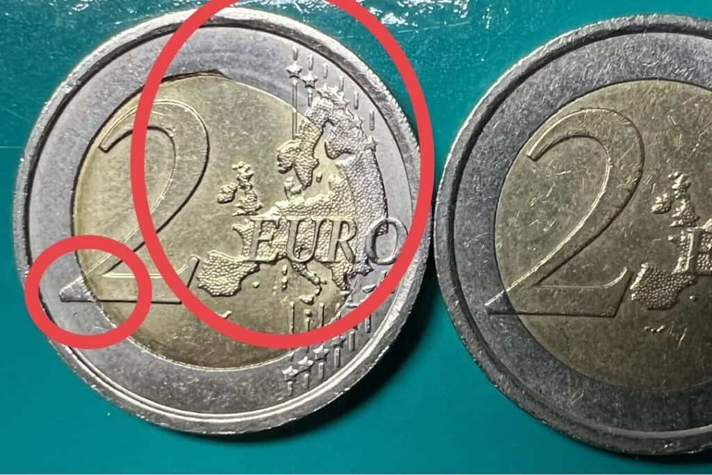 Errori sul bordo della moneta da 2 euro