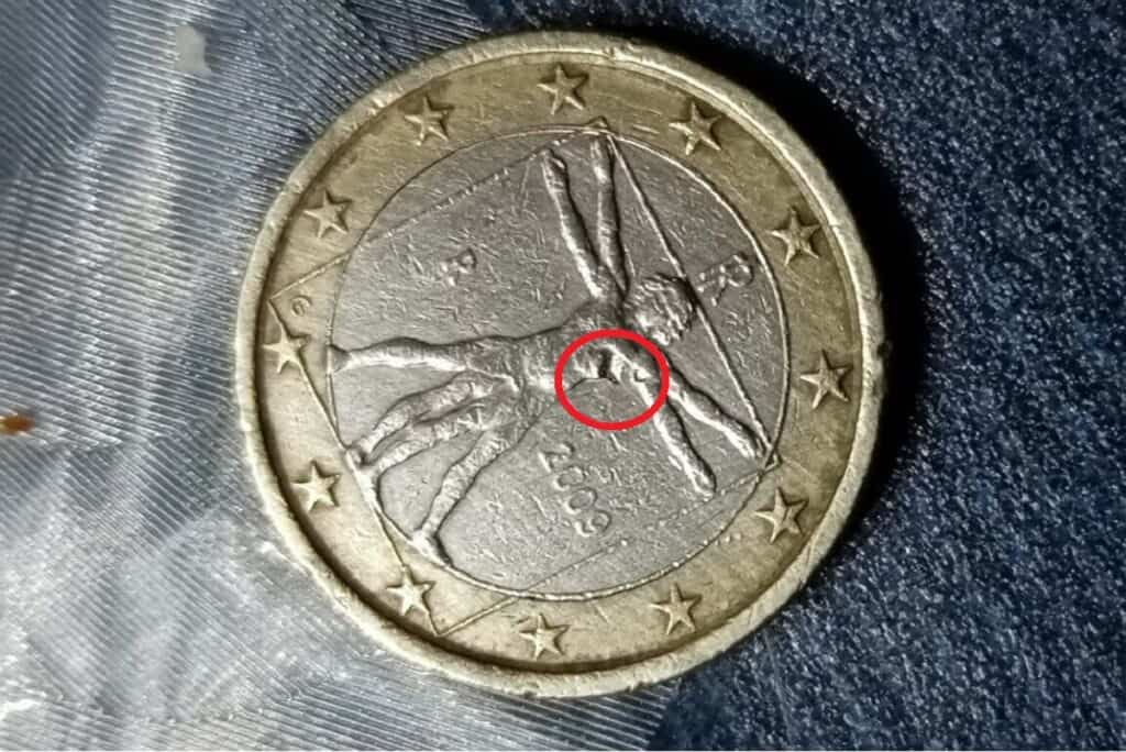 Moneta da 1 euro con errore di conio