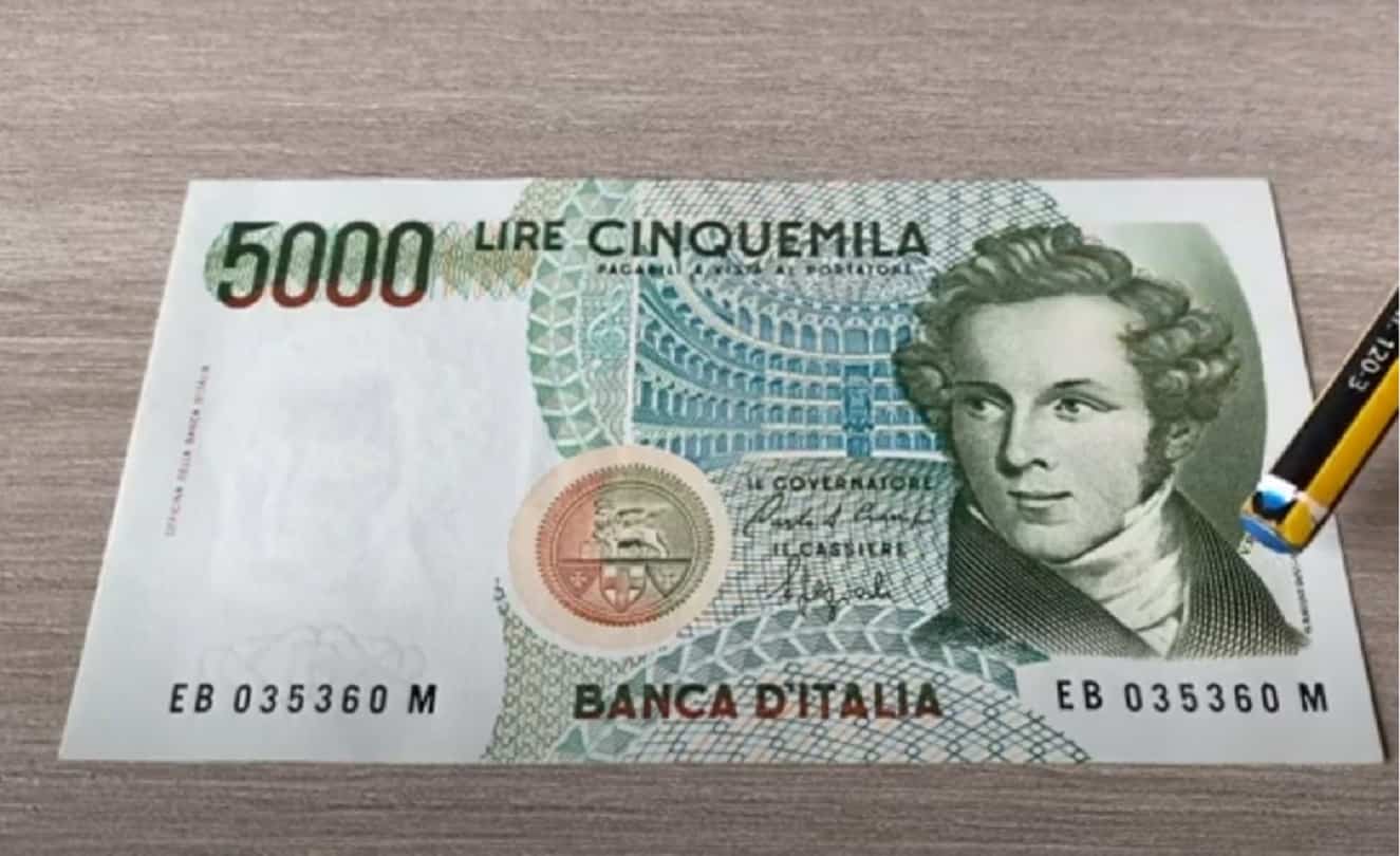 Banconota da 5000 lire Vincenzo Bellini
