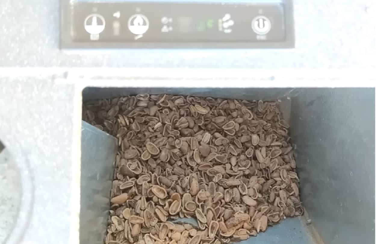 Gusci di pinoli nella stufa a pellet