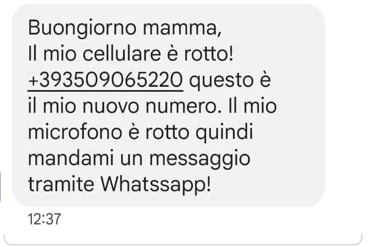 Messaggio truffa WhatsApp