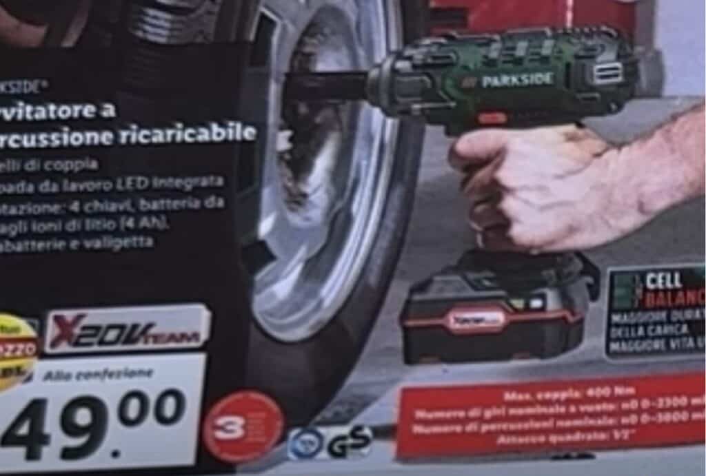 Avvitatore a percussione volantino Parkside Lidl 1 e 4 aprile 2024