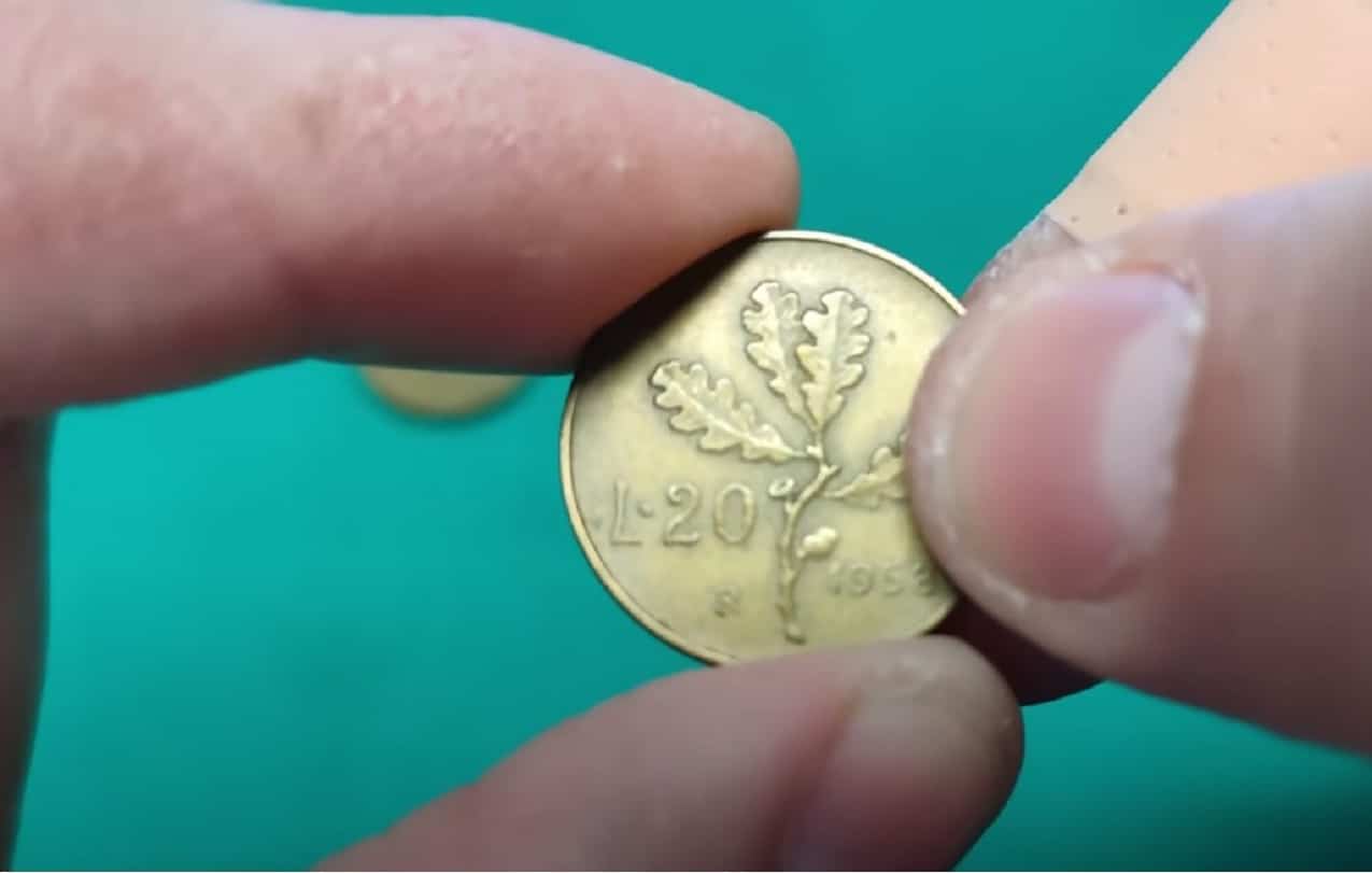 Moneta da 20 lire con la quercia