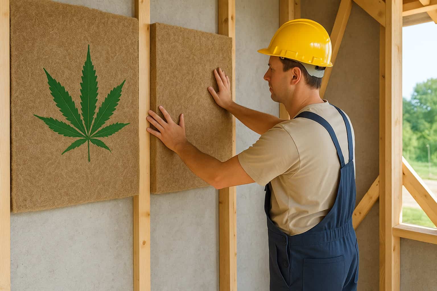 tecnico installa pannelli isolanti in fibra di canapa su parete interna di casa