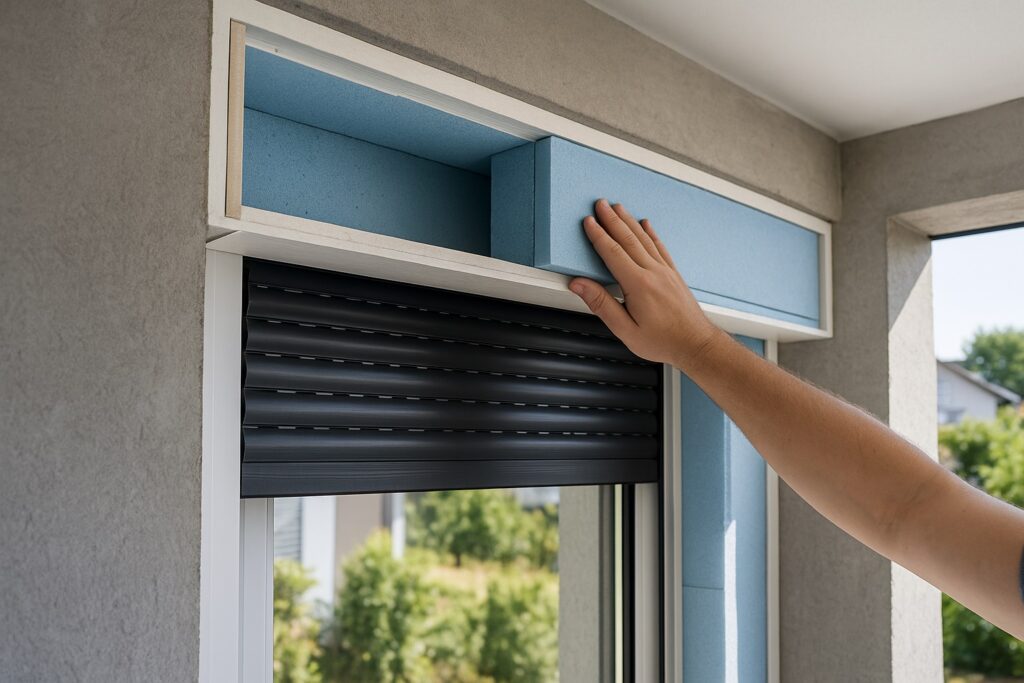 Isolamento termico fai da te del cassonetto di una tapparella in una casa moderna