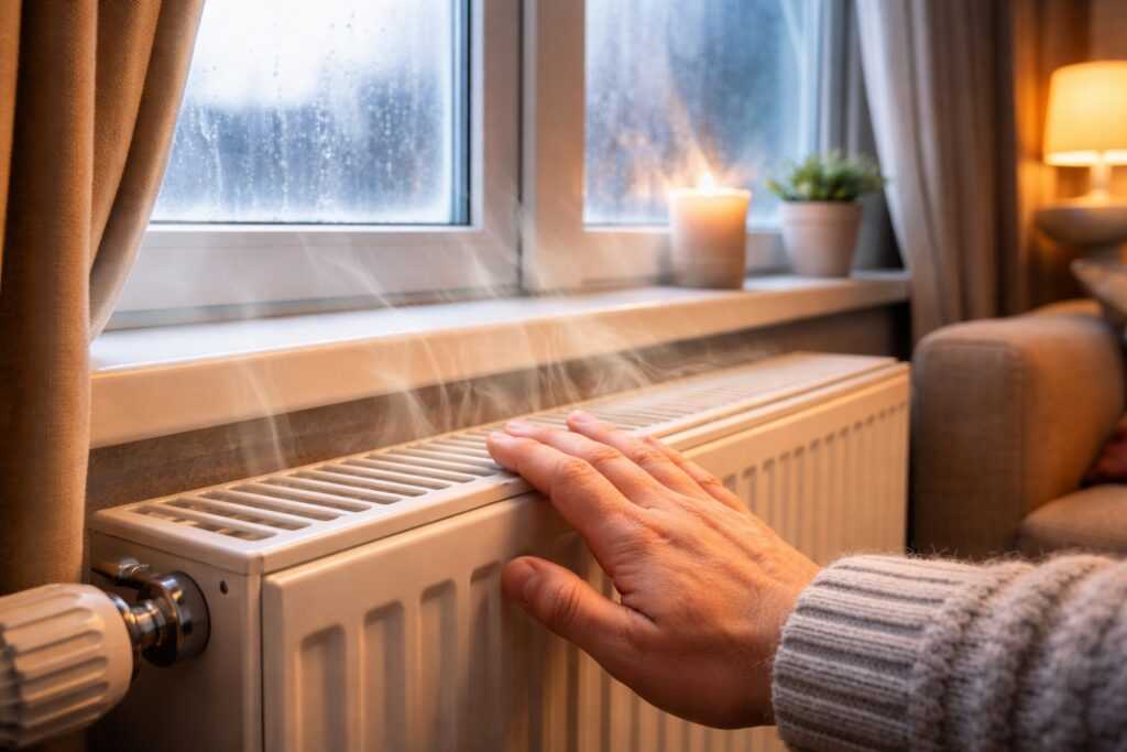 Termosifone caldo ma stanza fredda a causa della dispersione di calore da muri e finestre non isolati