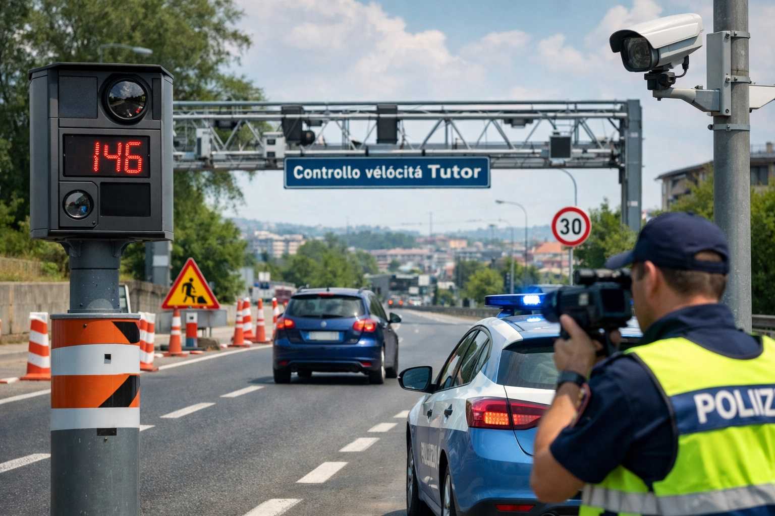 Controllo elettronico della velocità su strada urbana con autovelox e tutor secondo le nuove regole del Codice della Strada.