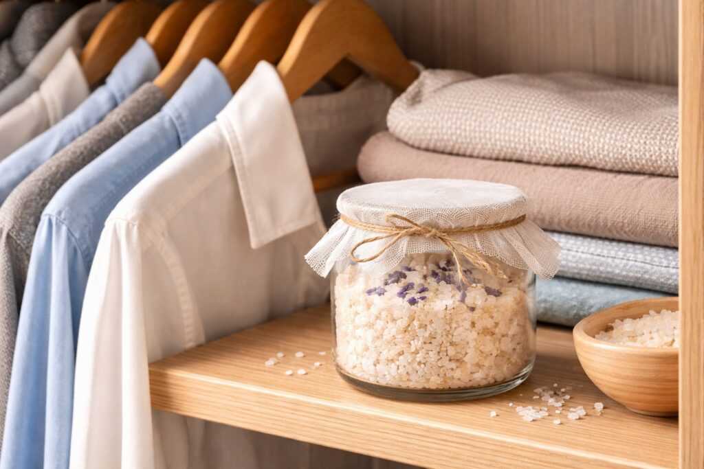 Rimedio naturale contro l’odore di chiuso negli armadi con riso e sale grosso