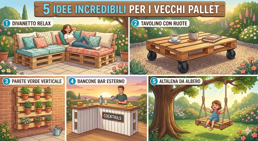 creazione mobili da giardino con pallet esempi