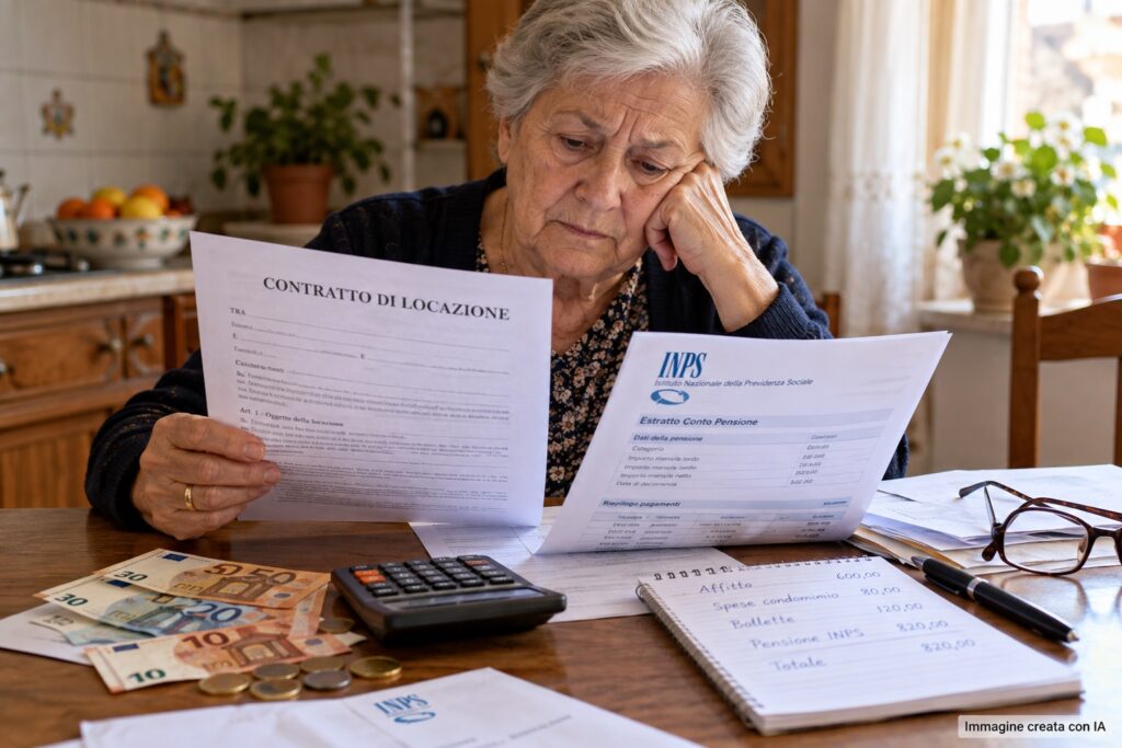Pensionato over 67 con pensione bassa controlla contratto di affitto e documenti INPS